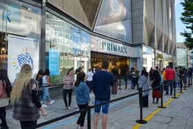 Shoppers queue at Primark in Birmingham as non-essential shops open in England