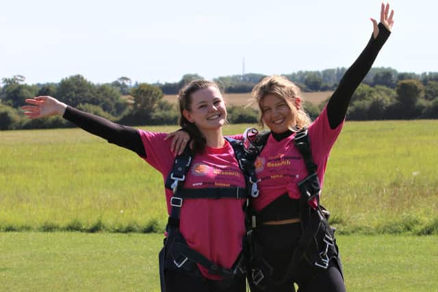 Becki and Sophie Penwright after their jump