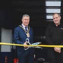 Leighton-Linslade mayor Cllr Pughe joins manager Darren Spiers to officially open the new Kwik Fit in Leighton Buzzard