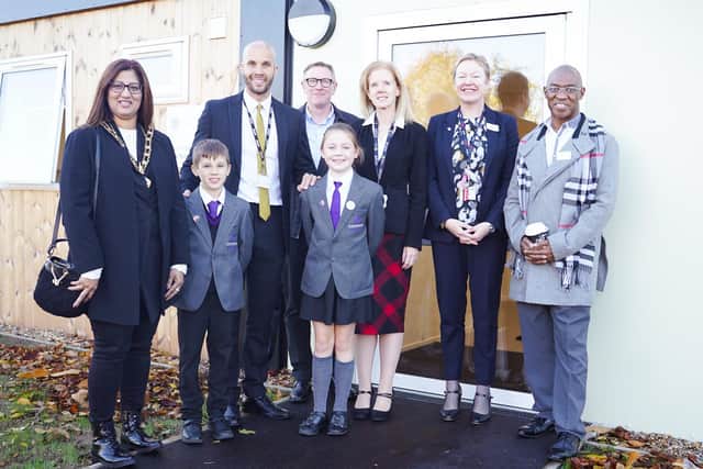 The Mayor (left) at the opening of Rushmere Park Academy's autism unit. Image: Shared Learning Trust.
