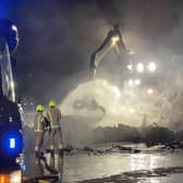Fire crews tackle the scrap metal blaze