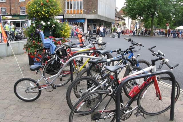 Leighton Buzzard town centre bicycle parking. Photo: BuzzCycles