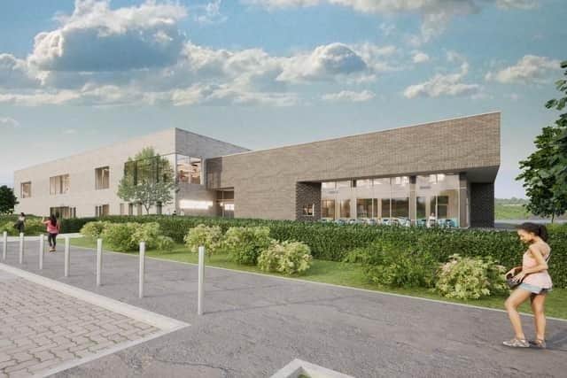 An artist's impression of the new leisure centre. Image: DB3 Architects.
