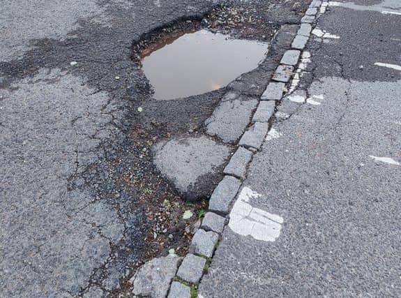 The pothole in Adastral Avenue, Leighton Buzzard.