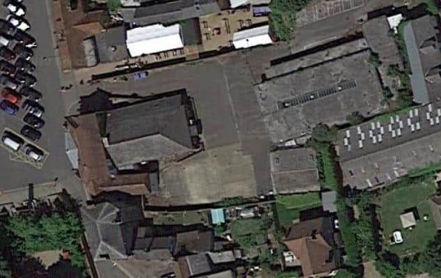 Aerial shot of the Post Office land in Leighton Buzzard (Google)