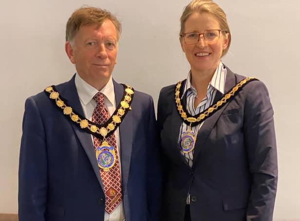 The new Central Beds Council chairman Gordon Perham and vice chairman Caroline Maudlin