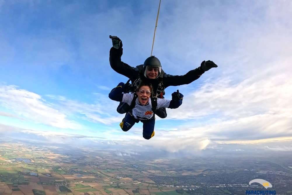 Enjoying the thrill! Bethany takes to the skies. Image: Bethany Waters.