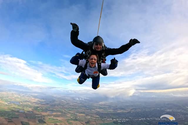 Enjoying the thrill! Bethany takes to the skies. Image: Bethany Waters.