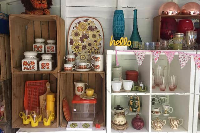 Rachel's quirky garden shed is full of artfully displayed fascinating vintage items from the '60s and '70s