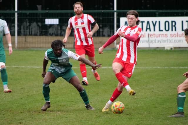 Action from Saturday's game with Biggleswade. Photo by Andrew Parker.