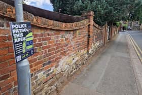 A police patrol sign on Pulford Road leading to Parson's Close Recreation Ground. Image: Iconic Media Group.