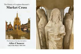 LEFT: The front page of the new book showing the Cross after cleaning. RIGHT: The almost life size medieval carving of John the Baptist, traditional seen holding a lamb. Centuries of exposure to the English weather have worn away most of the details.