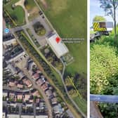 Left image: Yellow lines indicate where the work will take place. Right: The culvert. Images: Leighton-Linslade Town Council.