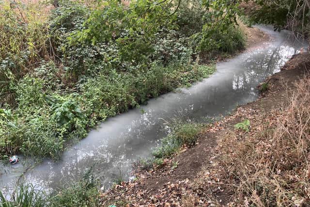 Pollution in the brook. Image supplied by cllr Harvey.