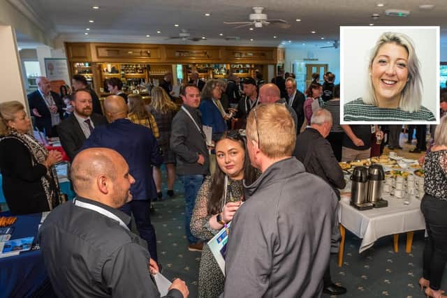 A previous business event and, inset, Holly King-Mand
