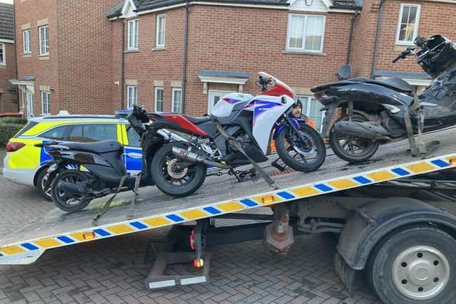 'Anti social bikes' recovered by Leighton Buzzard Community Policing Team on January 15. Image: Leighton Buzzard Community Policing Team.