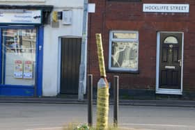 The bollard overhanging the street at the junction of South Street and Hockliffe Road - just one of the problems reported -  is set to be replaced says the council.