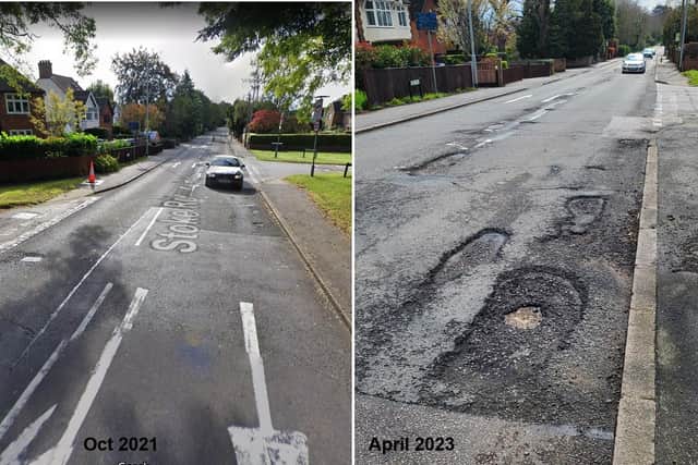Pictures showing the damage done in just two years on Stoke Road
