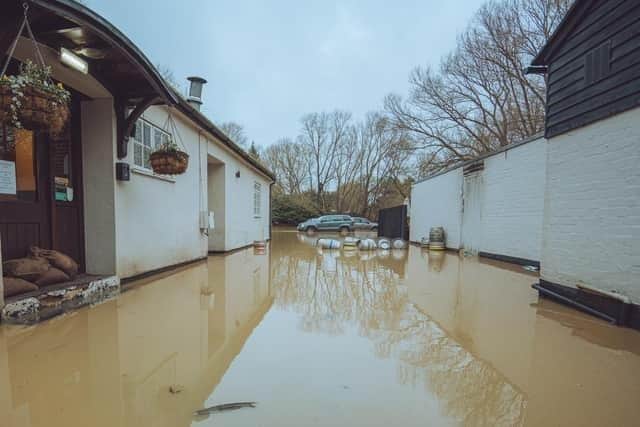 The Globe pub Leighton Buzzard was forced to close after heavy rain caused flooding. Picture: Craig Sweetman
