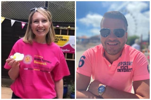 Left: Laura Thompson and Right: Simon Penwright. Pictures supplied by Brain Tumour Research