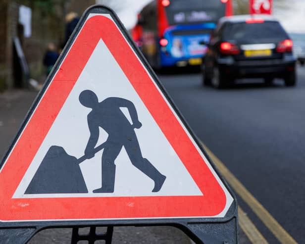 File photo of a roadworks sign