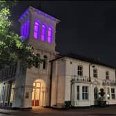 The White House lit up in purple for Elizabeth II. Credit: Leighton-Linslade Town Council