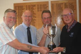 Spencer Cup line-up (left to right): Graham Westlake-Tritton, Barry Spencer, winner Michael Day and seniors captain Paul Bishop.