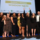 Bedford based Window Ware celebrate after receiving the Bedford Borough Council Service Excellence Award and the Overall Winner title