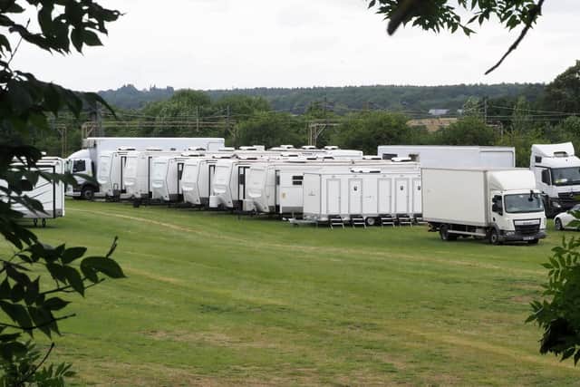 A row of caravans for the film crew