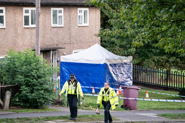Office for National Statistics figures show Bedfordshire Police recorded 14 people dying because of a homicide incident in the year to March – up from 10 the year before (File photo of scene in Sheffield for illustrative purposes only)