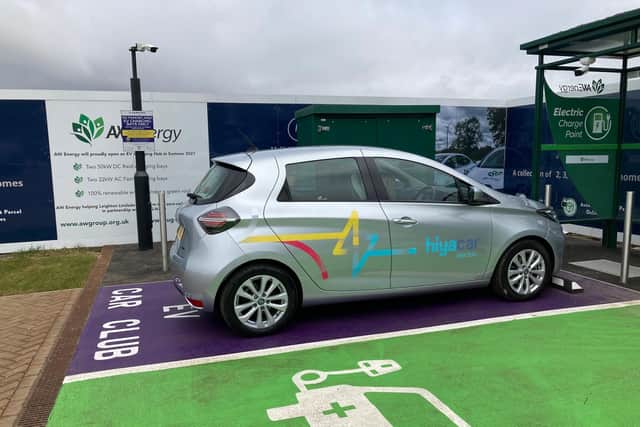The electric vehicle car club at Chamberlains Barn. Image: CBC.