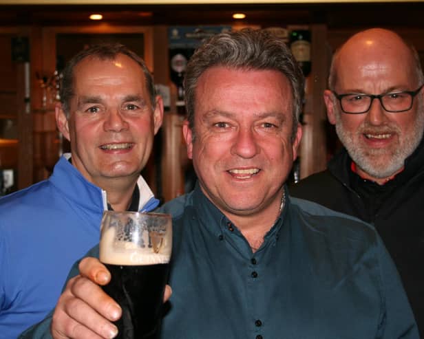 New Zealand-bound Leighton Buzzard golf professional Maurice Campbell (centre) pictured with club captain Tim Mitchell (left) and vice captain Stuart Mills.