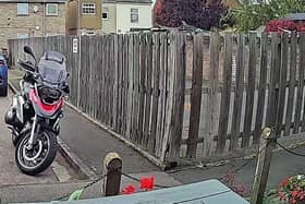 The motorbike pictured on the kitchen camera before it was stolen. Image supplied by Adam Tester.