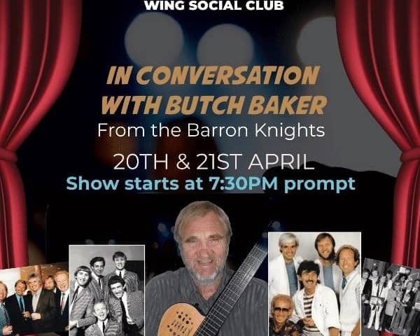 Join Butch Baker in conversation at Wing Sports & Social Club on April 20 and 21