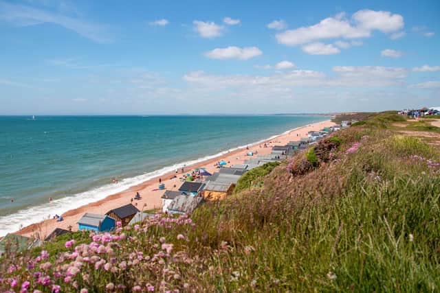 The beach at Milford-on-Sea is a walk from the park