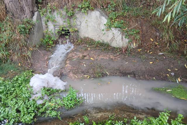 Pollution in the brook - the source point. Image supplied by cllr Harvey.