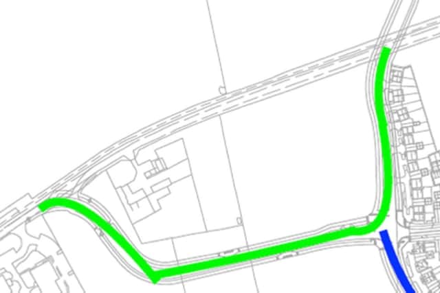 The new route will be as shown above, with the current Vandyke Road between the two new junctions becoming access only to the new housing development known as The Brambles. Image: CBC.