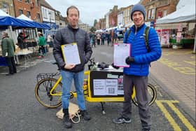 Anthony Smith, a member of the Leighton-Linslade Living Streets Group and signatory of the petition, with Tom (left). Image: Leighton-Linslade Living Streets Group.