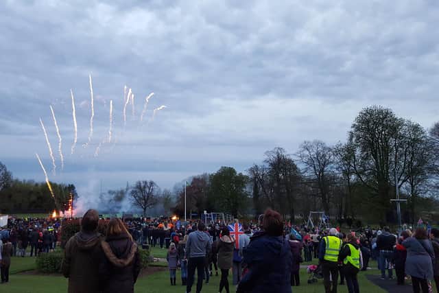 An image from the Queen’s 90th birthday celebrations in 2016 when the Town Council lit a beacon and invited residents to a fireworks display. Image: Leighton-Linslade Town Council.