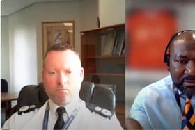 Chief constable Trevor Rodenhurst and PCC Festus Akinbusoye Screenshot PCC and Chief Constable Accountability meeting. Image: LDRS