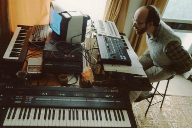 Mike Tedder with his synthesisers in his front room 1984. Picture: Steph Daniels / SWNS