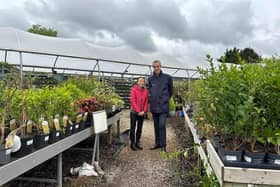 MP Andrew Selous with Iris Lee, owner of Leighton Buzzard Garden Centre