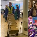 Left: The Helpers thank Phil Wall and DIL Haulage. Right: Maisie and her brother Jake - she has been donating to the LLHS on a regular basis for five years.