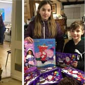 Left: The Helpers thank Phil Wall and DIL Haulage. Right: Maisie and her brother Jake - she has been donating to the LLHS on a regular basis for five years.