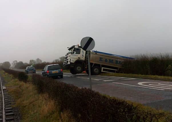 The lorry stuck in Vandyke Road. PHOTO: Neil Cairns