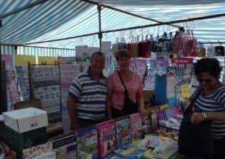 Dave and Kim on the card stall