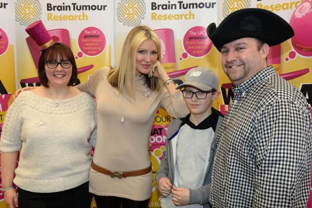 Catrin Ireland, Caprice, Dylan and Lindsay Ireland at the Brain Tumour Research, Wear a Hat Day launch, 2018, at MK HQ. Photo by Jake McNulty