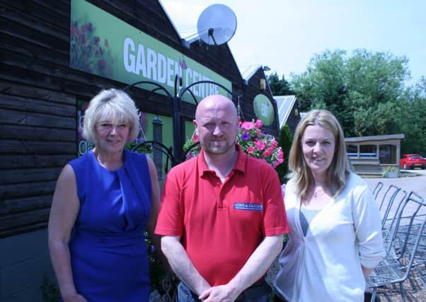 Pictured in 2016 are Home and Garden director Karen Gill (left), Leighton's Garden Centre general manager Richard Quint and marketing manager Claire Gill at the Hockliffe Road centre