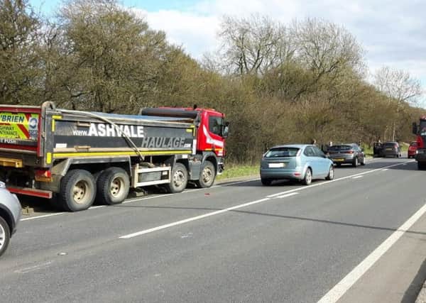The incident on the A5 through Hockliffe where a collision, involving an Ashavle truck and an Astra, occured