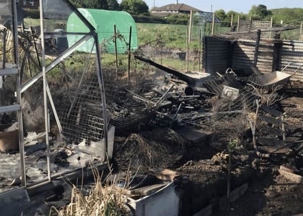 A shed at Totternhoe Allotments was set on fire on Monday